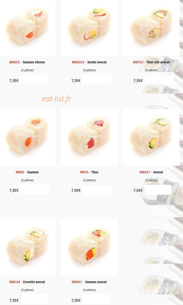 Sushi 7 — carte page 12
