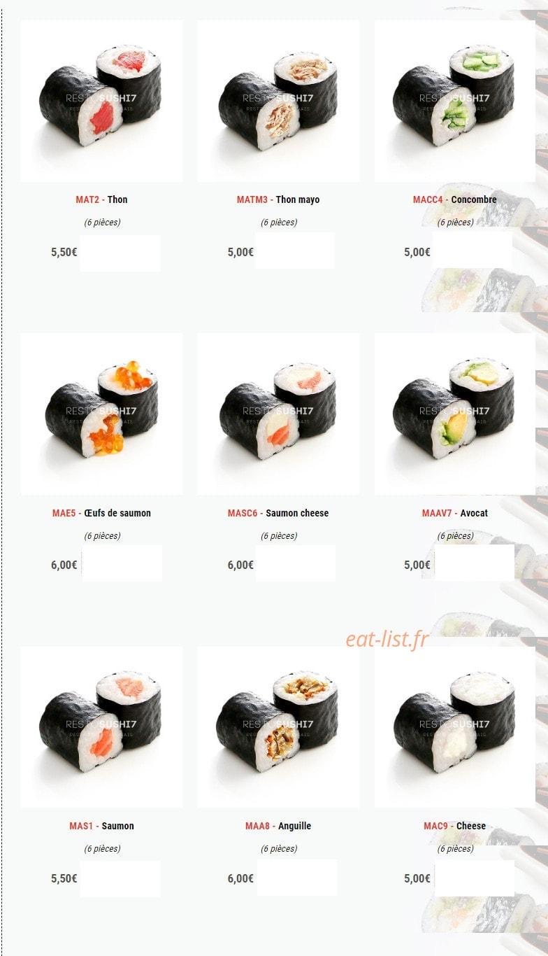 Sushi 7 — carte page 6