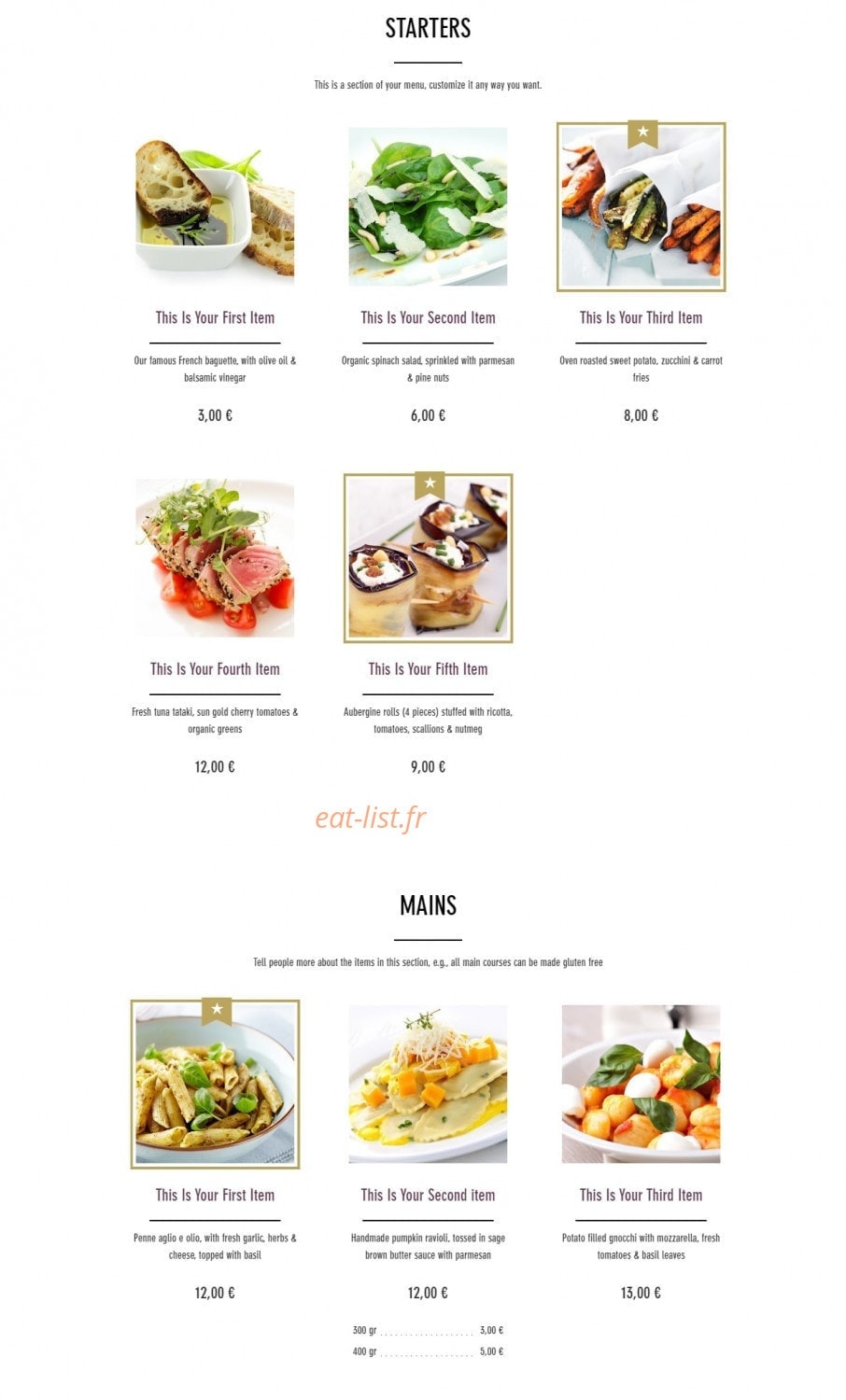 Tacos Legend — carte page 1