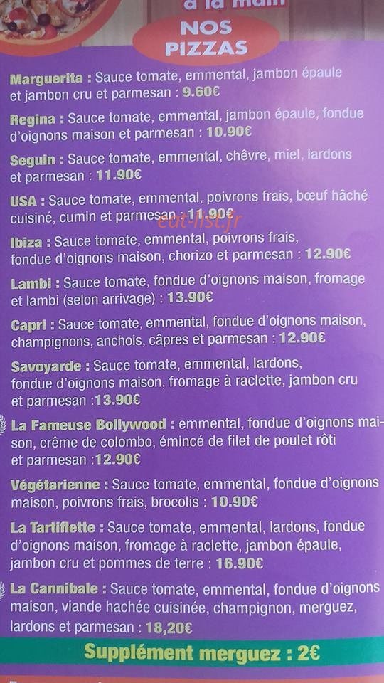 West Indies Pizza — carte page 1