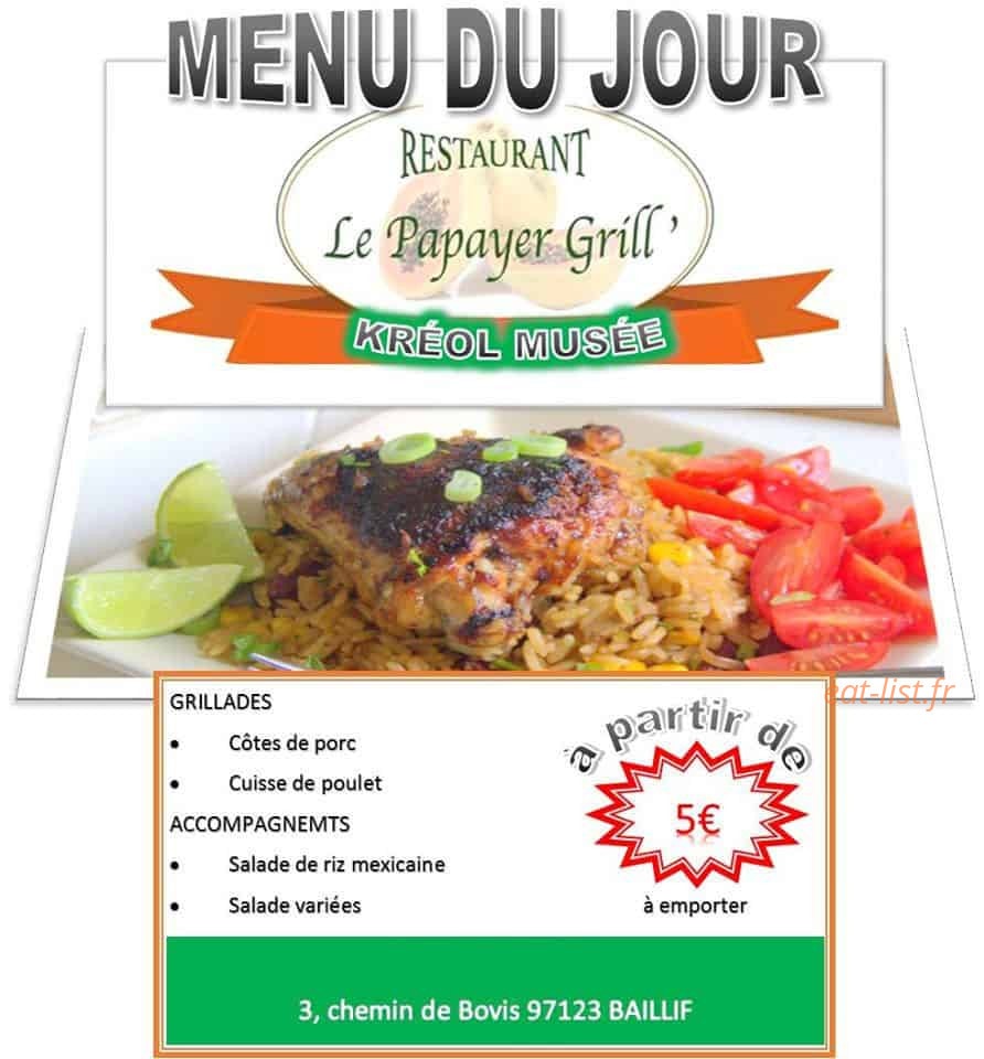 Le Papayer Grill' — carte page 1