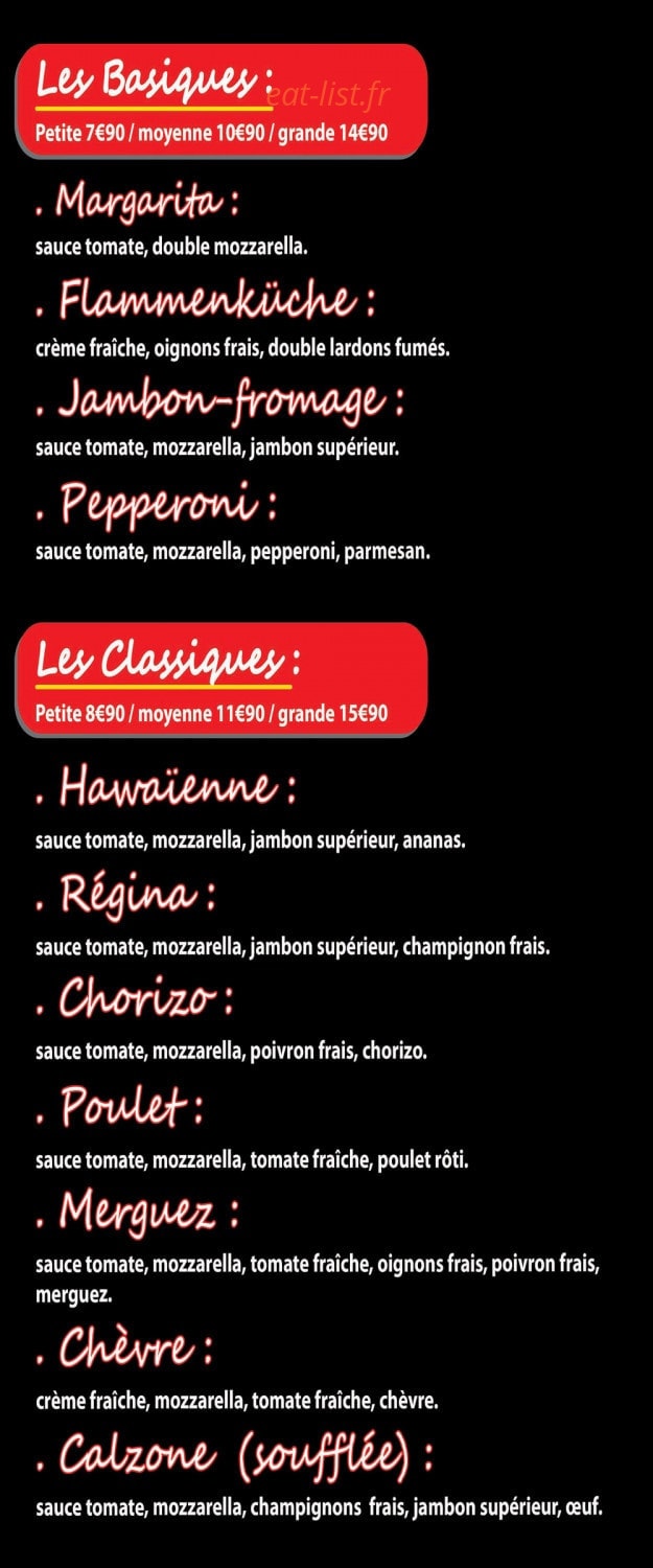 Pizza Hot — carte page 1