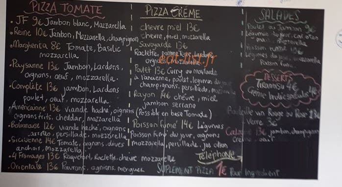 La trattoria — carte page 1