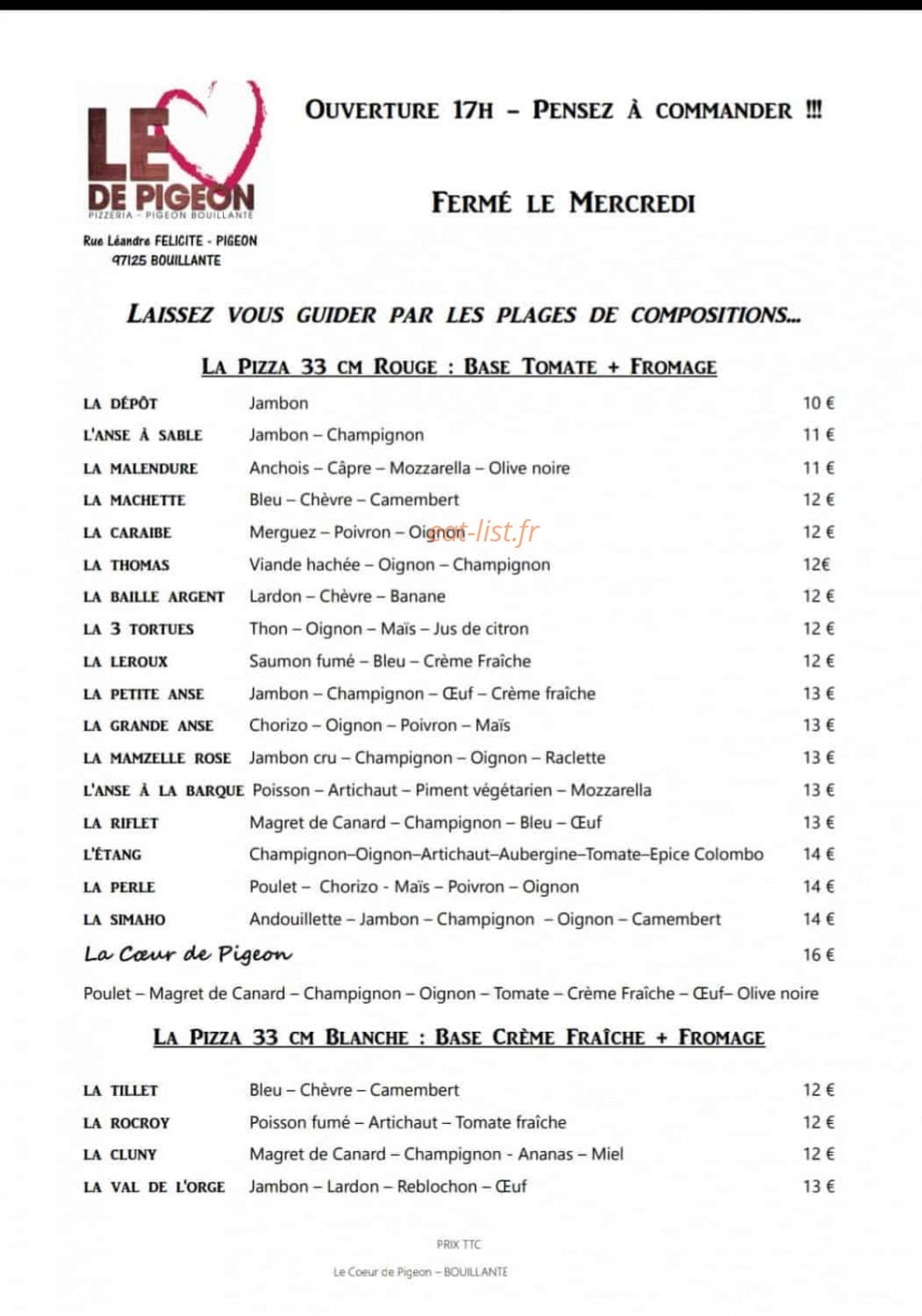 Le coeur De Pigeon — carte page 1