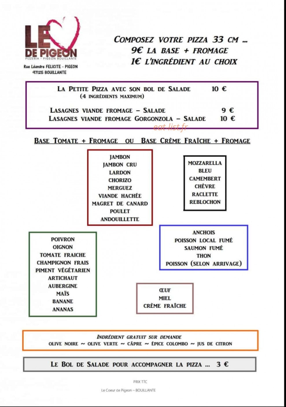 Le coeur De Pigeon — carte page 2