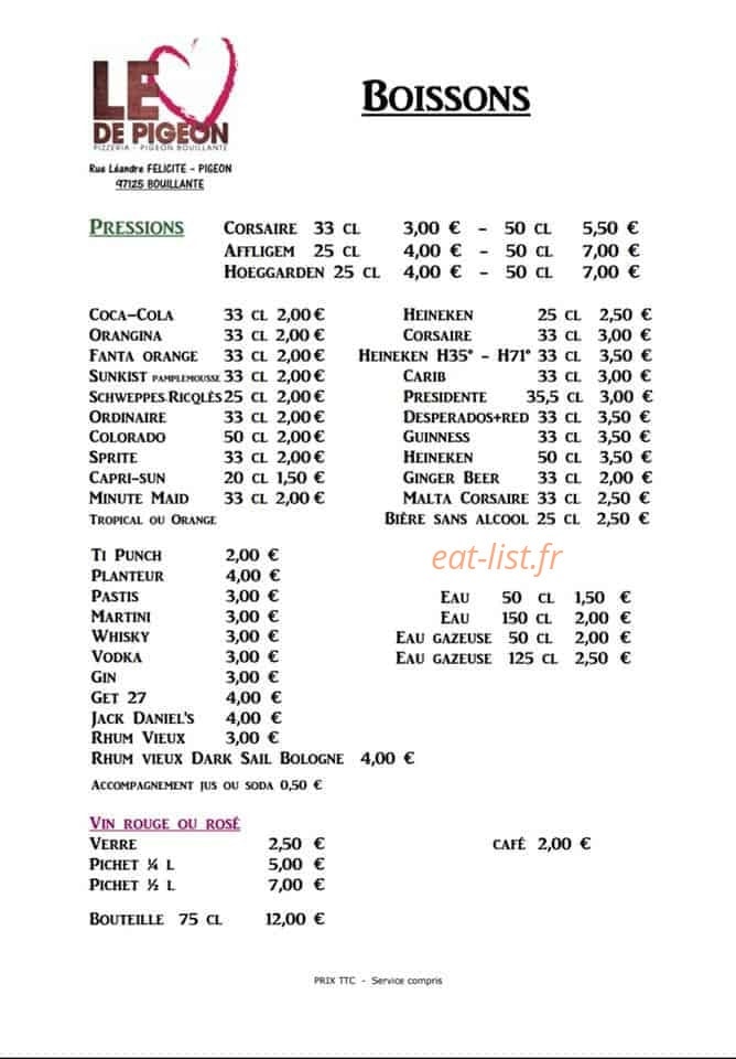 Le coeur De Pigeon — carte page 3