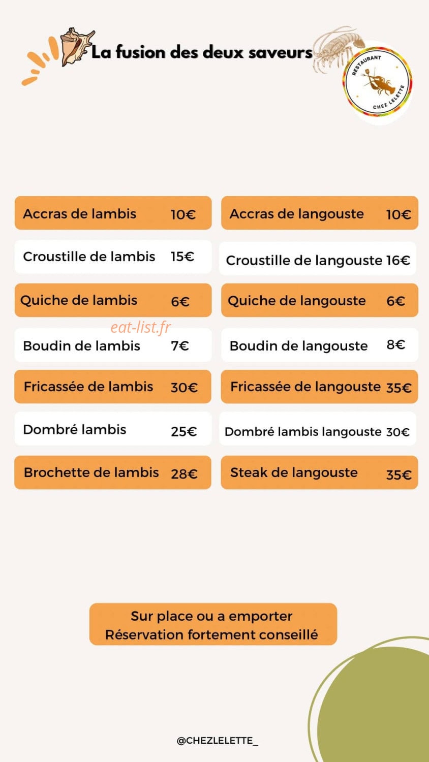 Chez Lelette — carte page 1