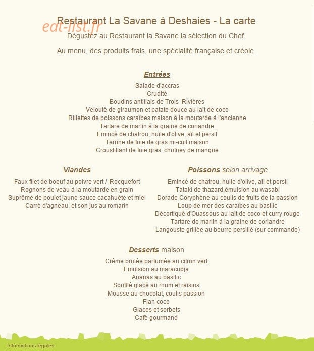 La Savane — carte page 1