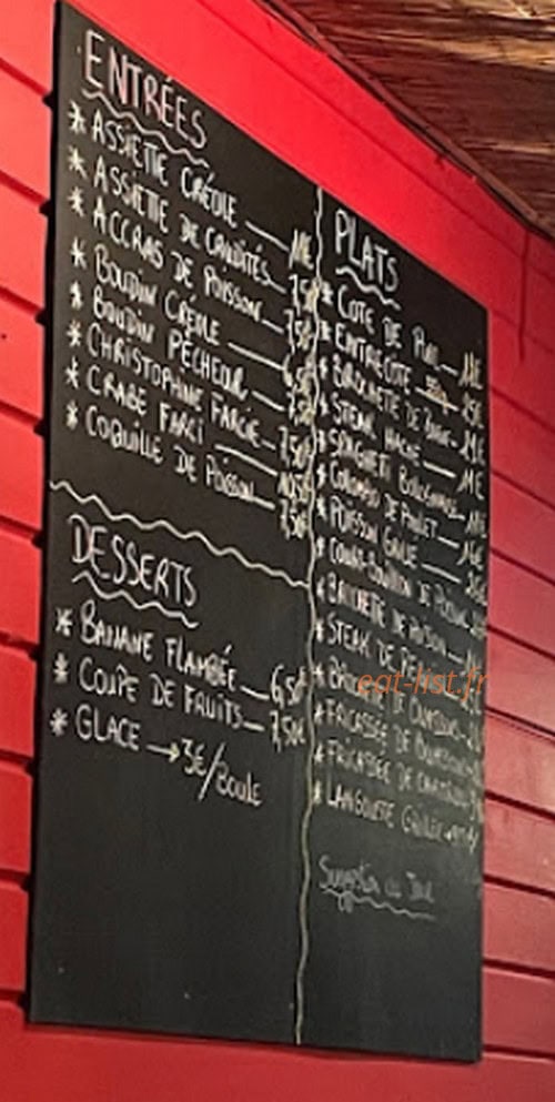 Carte et menu de Le coin des pêcheurs à Deshaies — La carte