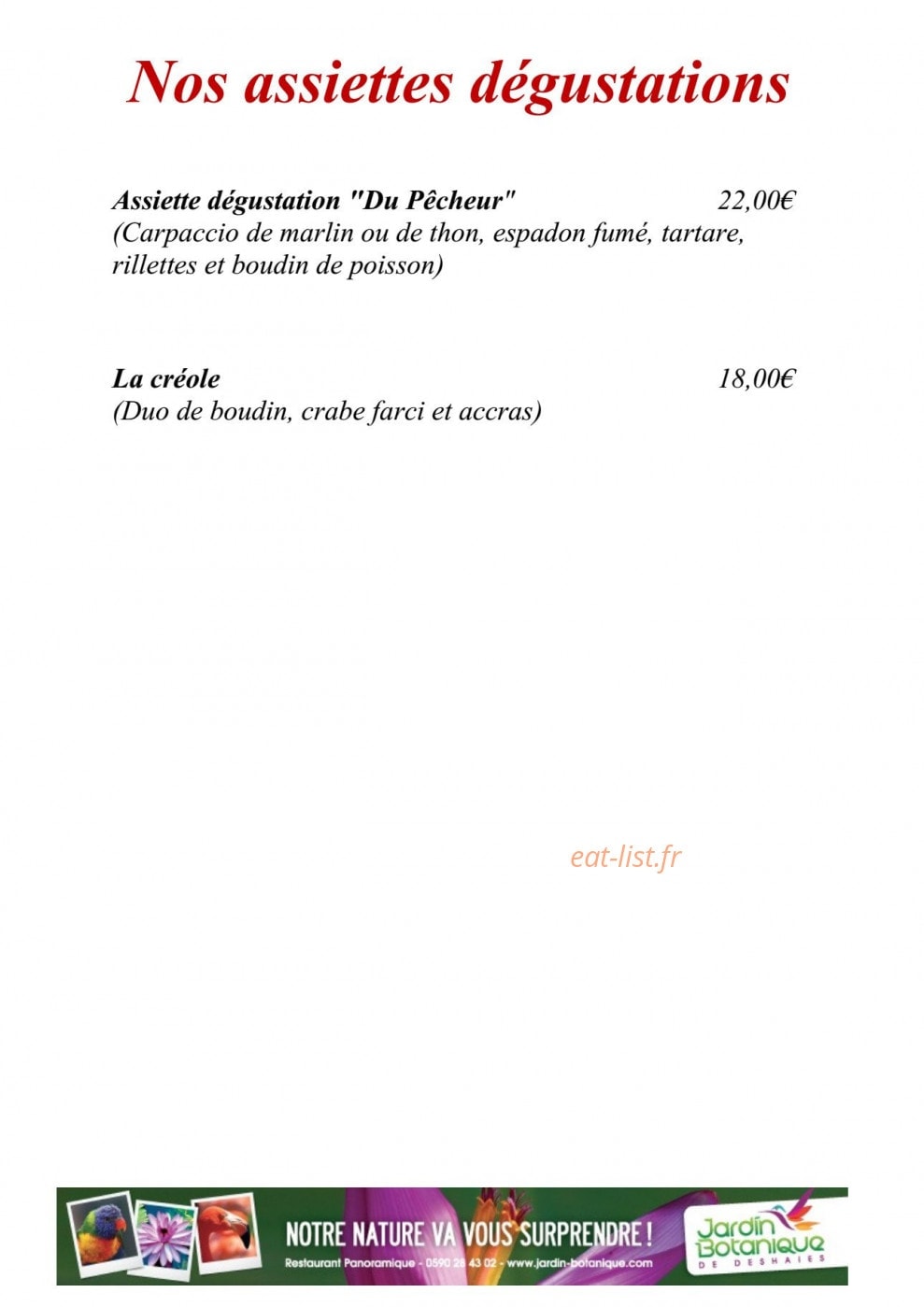 Restaurant Panoramique — carte page 5