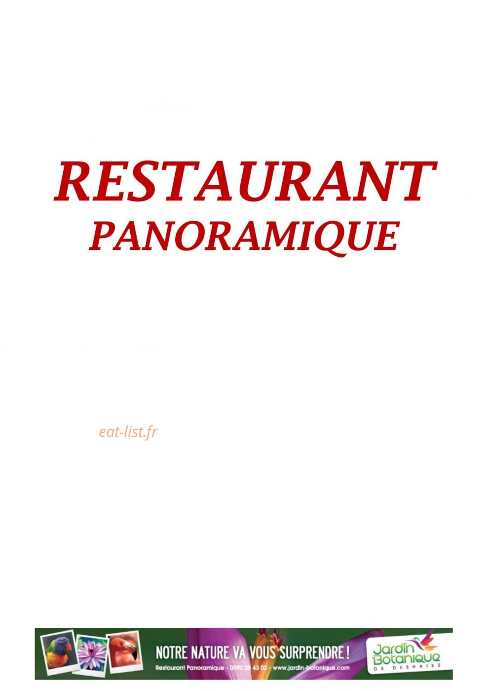 Restaurant Panoramique — carte page 1