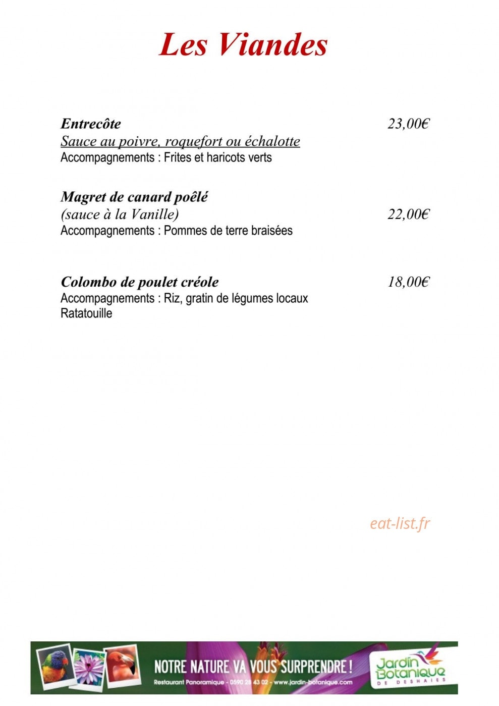 Restaurant Panoramique — carte page 7