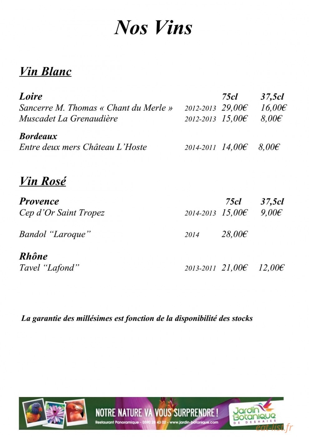 Restaurant Panoramique — carte page 13
