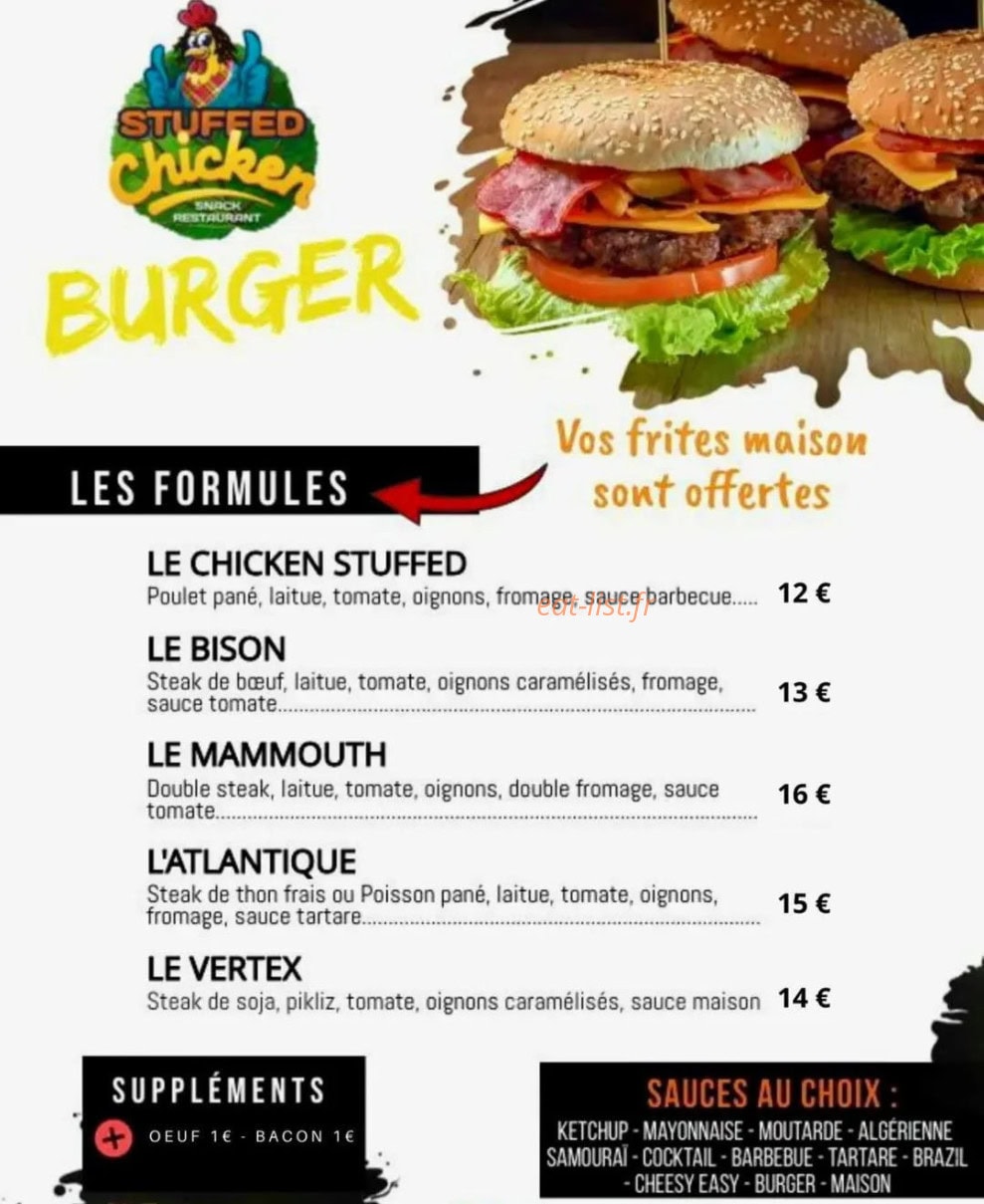 Stuffed Chicken — carte page 1