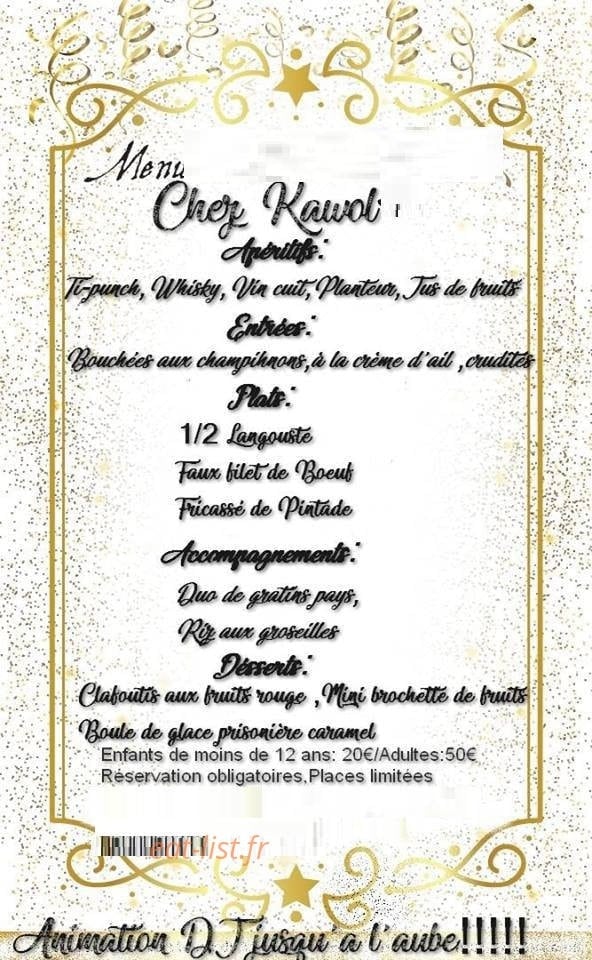 Chez Kawol — carte page 1