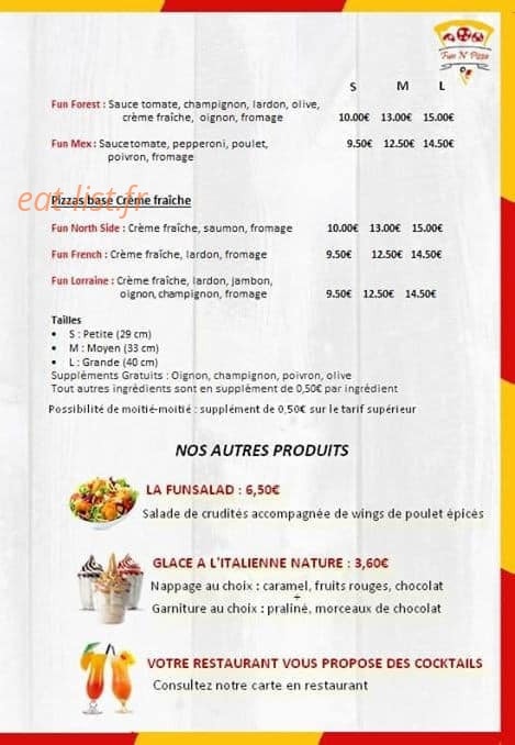Fun N' Pizza — carte page 3