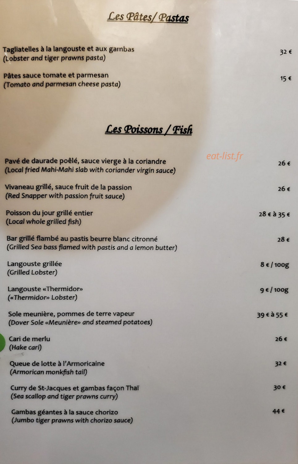 La Langouste — carte page 1