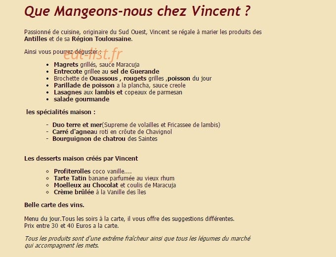 Au Bon Vivre — carte page 1