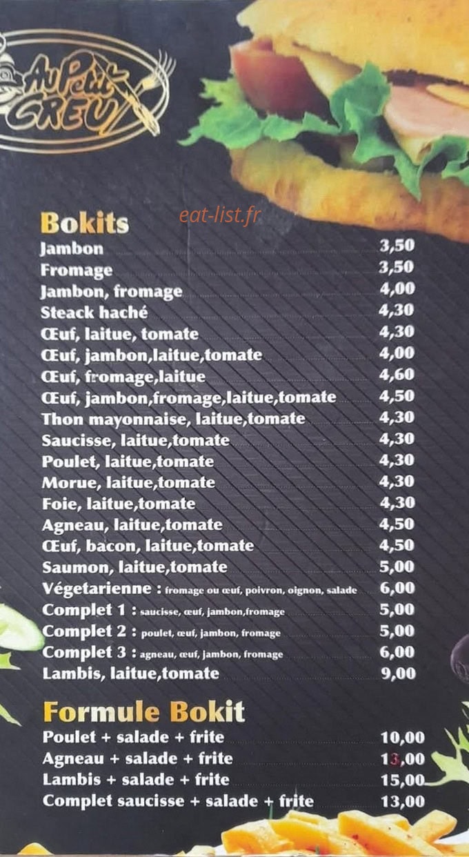 Au petit creux — carte page 1