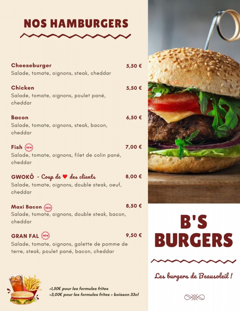 B’S Snack — carte page 3