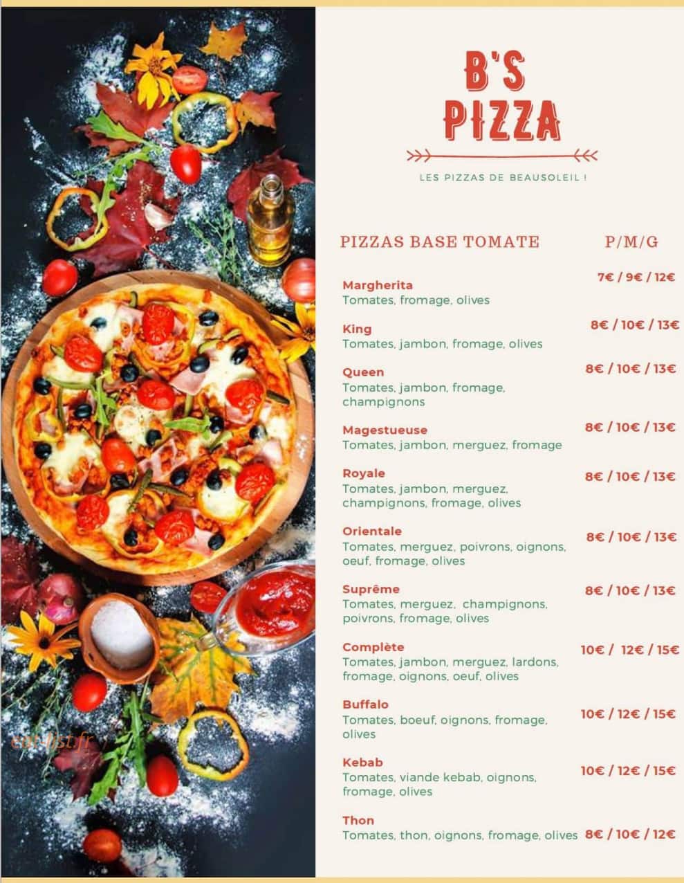 B’S Snack — carte page 1