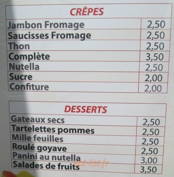 Exotic snack — carte page 2