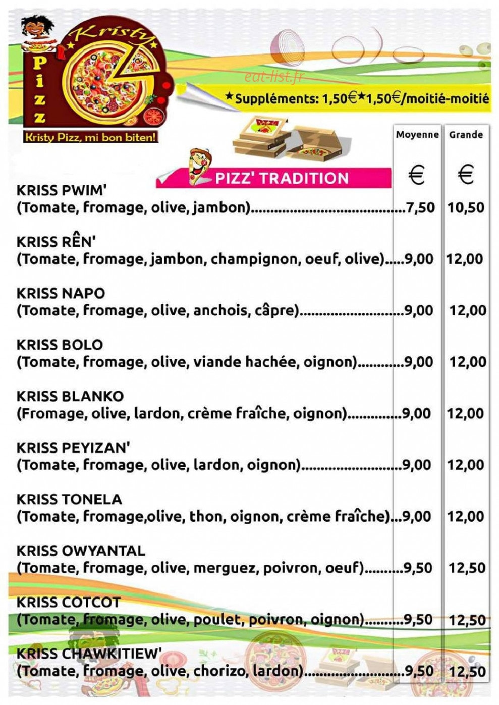 Kristy PIZZ' — carte page 1