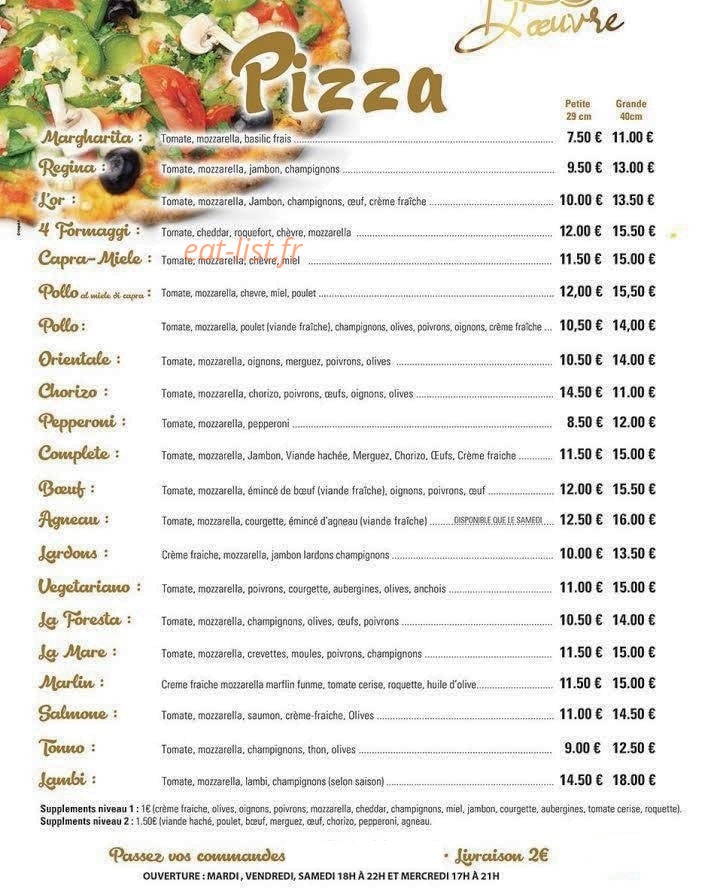 L'or D'oeuvre — carte page 1