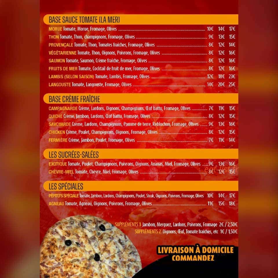 Pepito's Pizzas — carte page 2