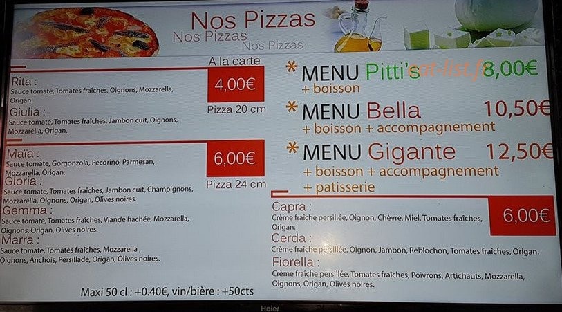 Pitti's — carte page 1