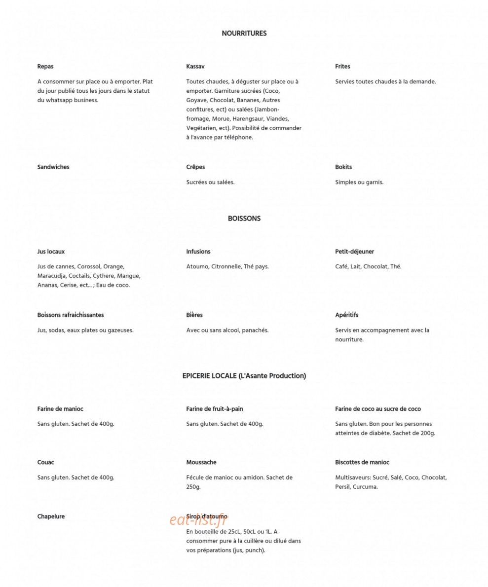 Rest'o Chez Jos et Filles — carte page 1