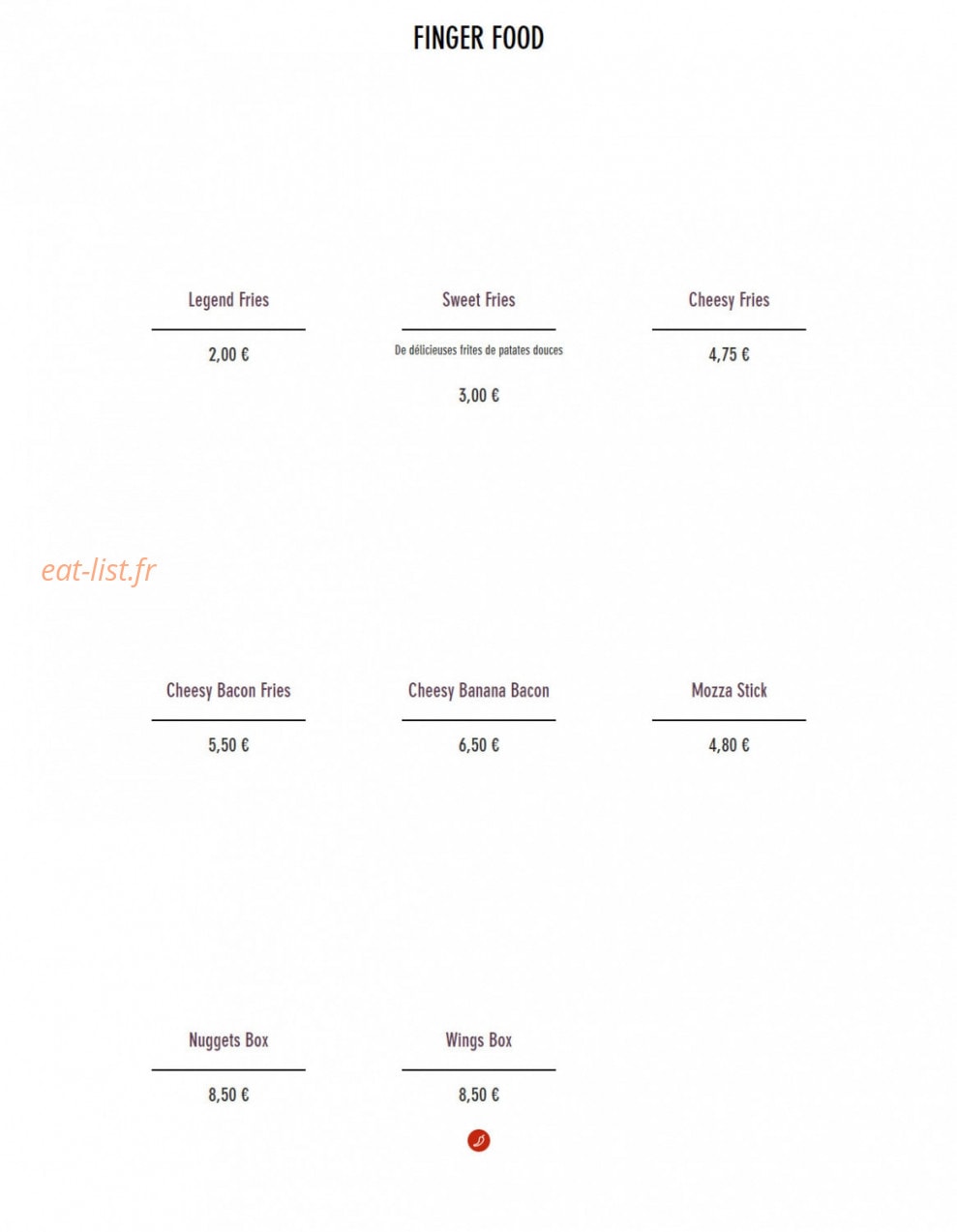 Tacos Legend — carte page 1