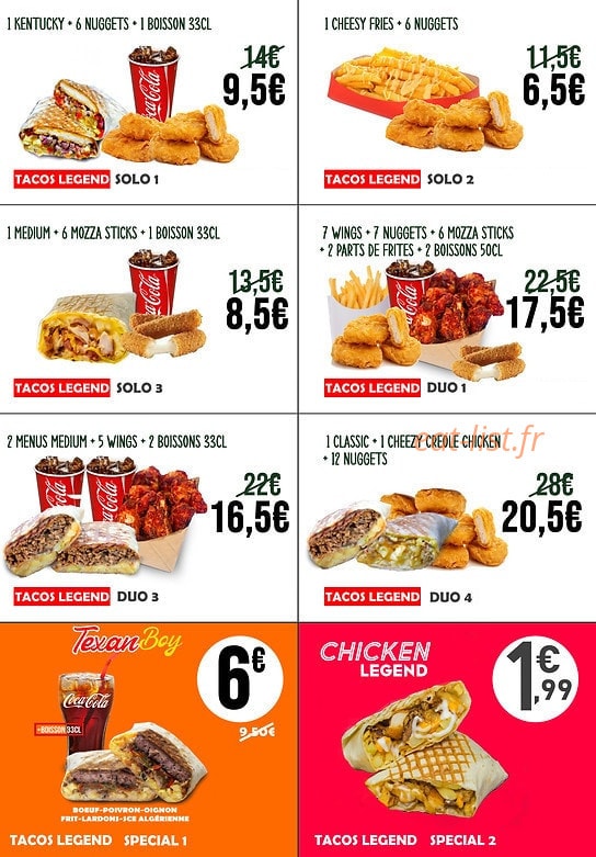 Tacos Legend — carte page 1