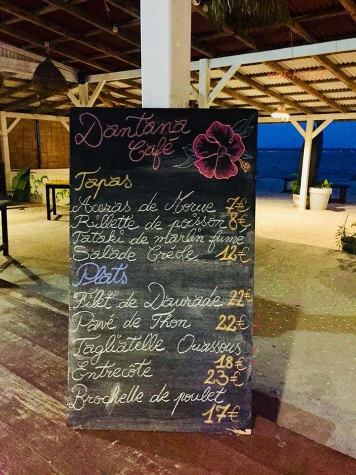 Dantana Café — carte page 1