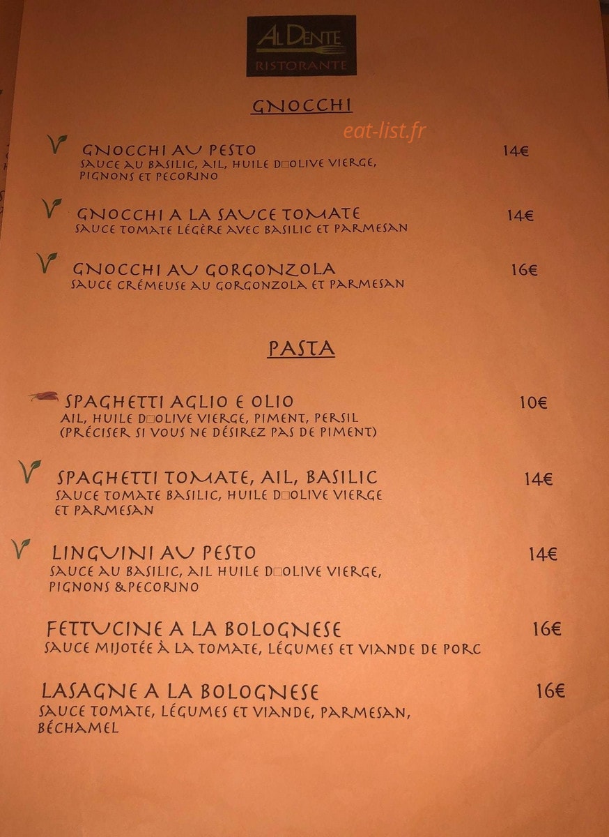 Al Dente — carte page 2