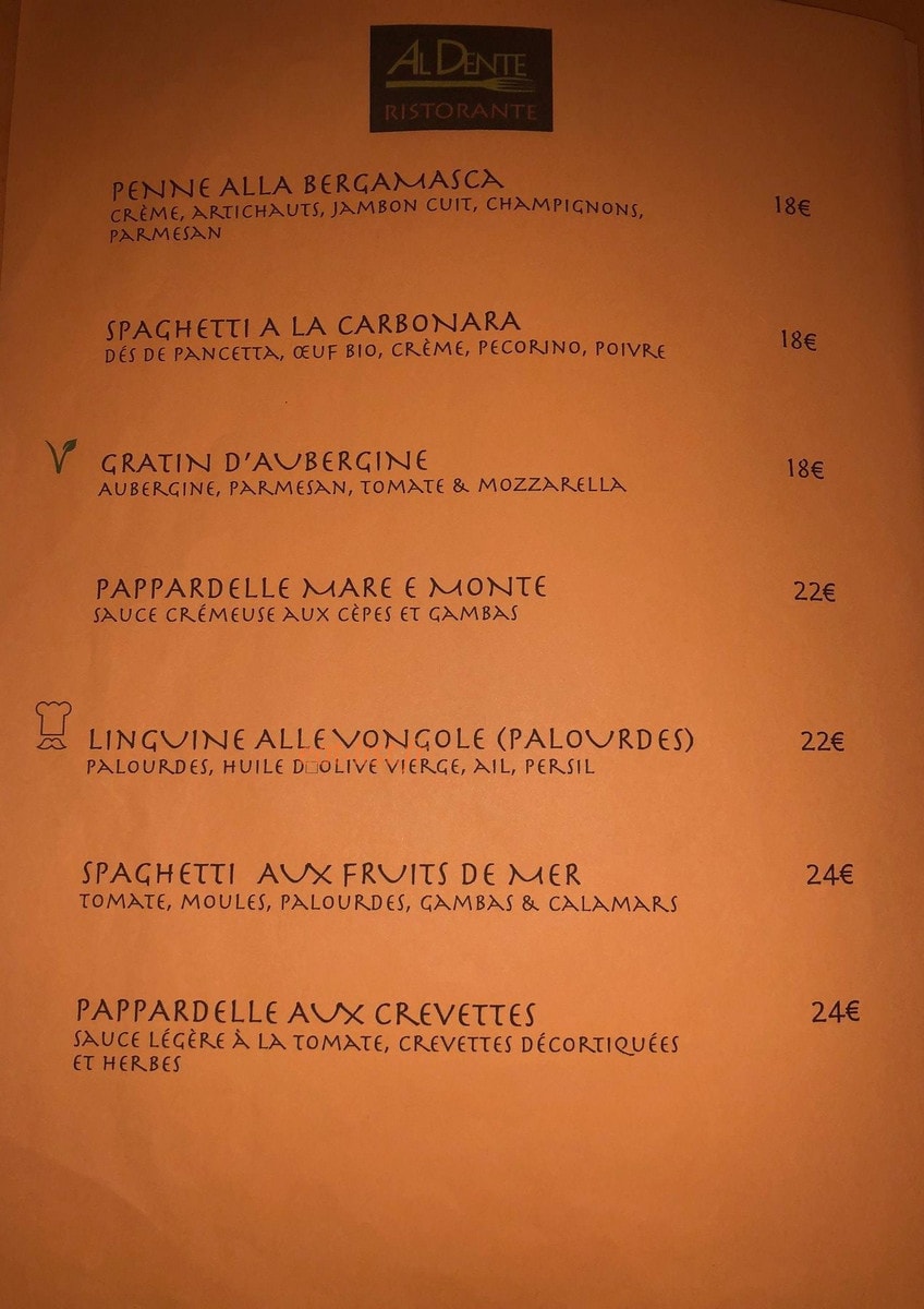 Al Dente — carte page 3