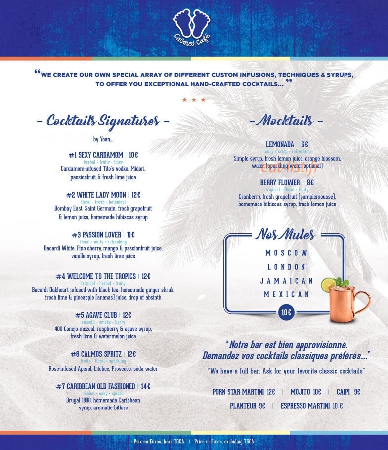 Calmos Café — carte page 2