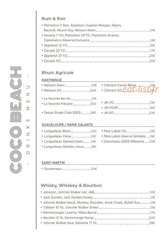 Coco Beach — carte page 10
