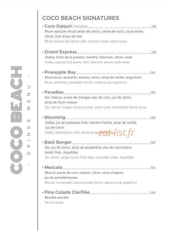 Coco Beach — carte page 4