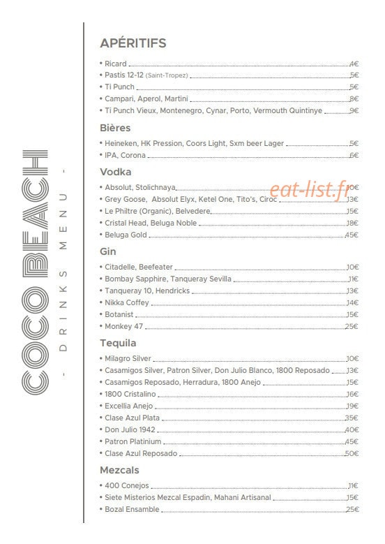 Coco Beach — carte page 9