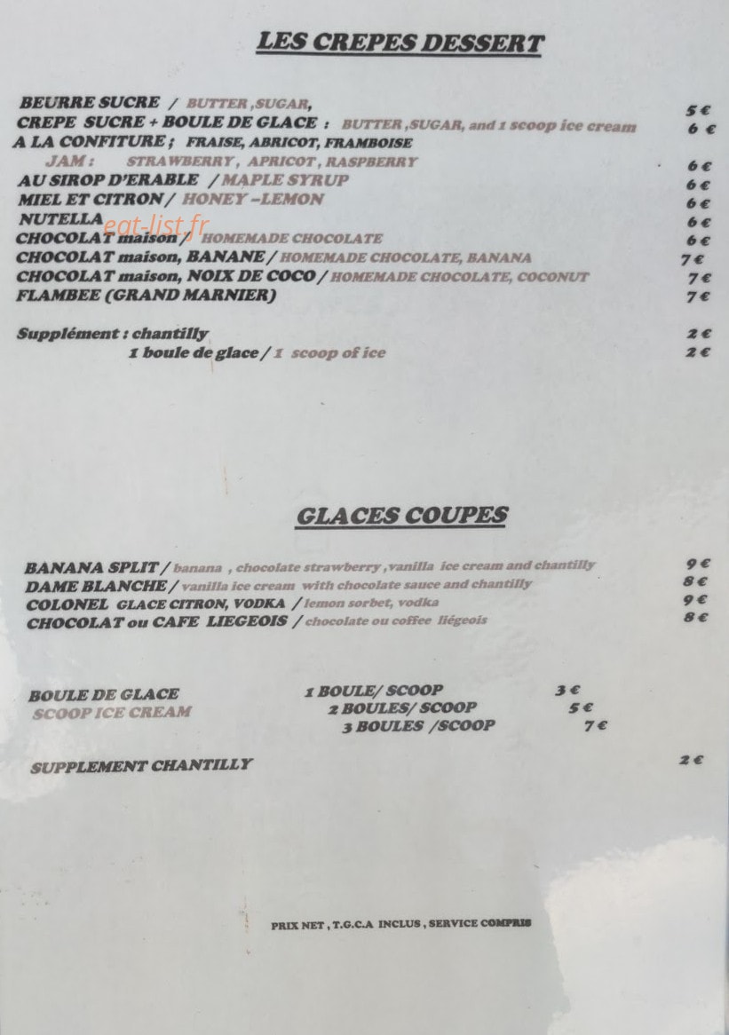 Crêperie du lagon — carte page 3
