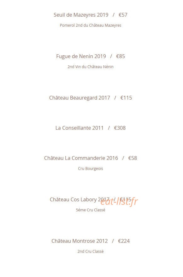 L'Auberge Gourmande — carte page 23