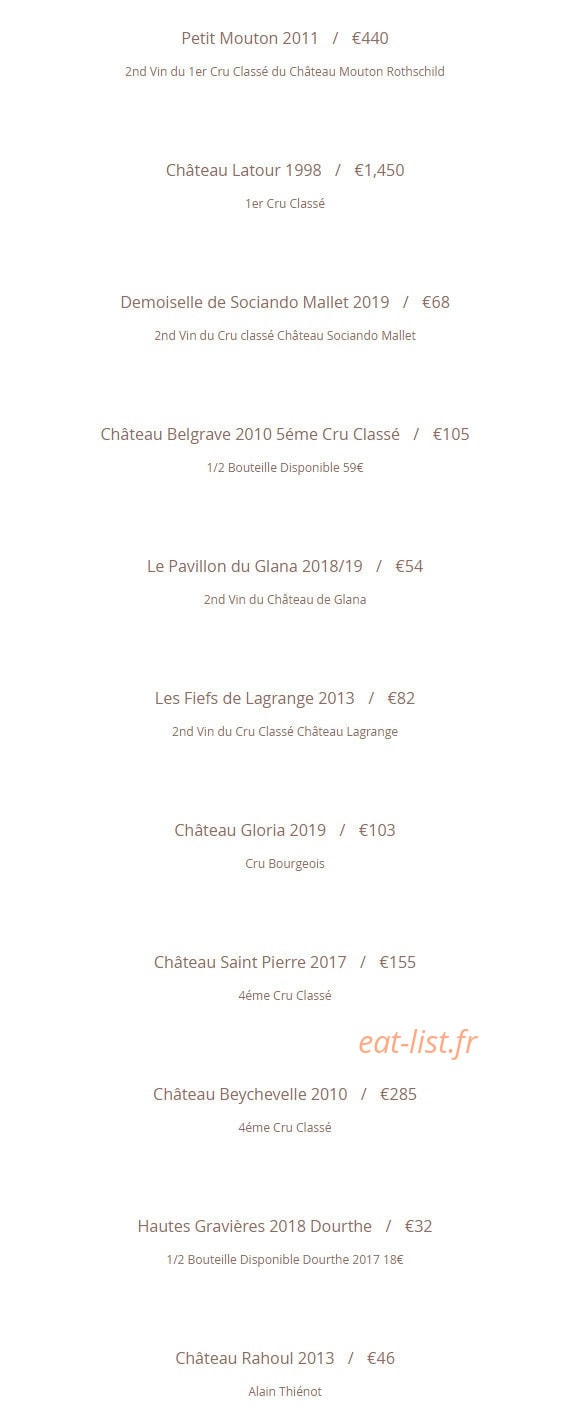 L'Auberge Gourmande — carte page 21