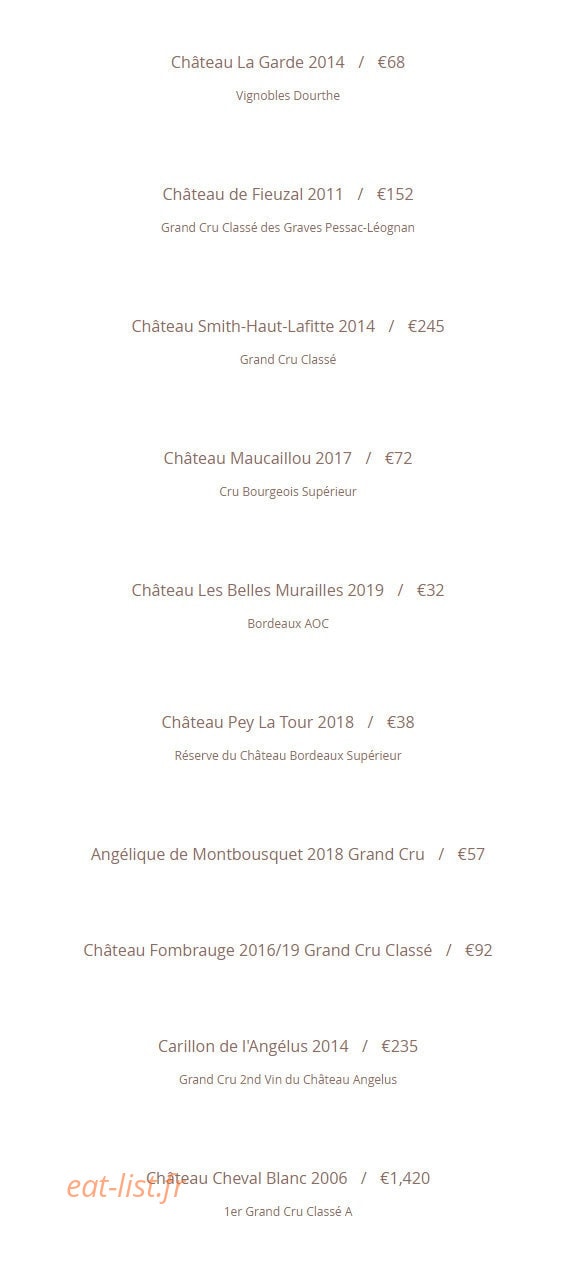 L'Auberge Gourmande — carte page 22