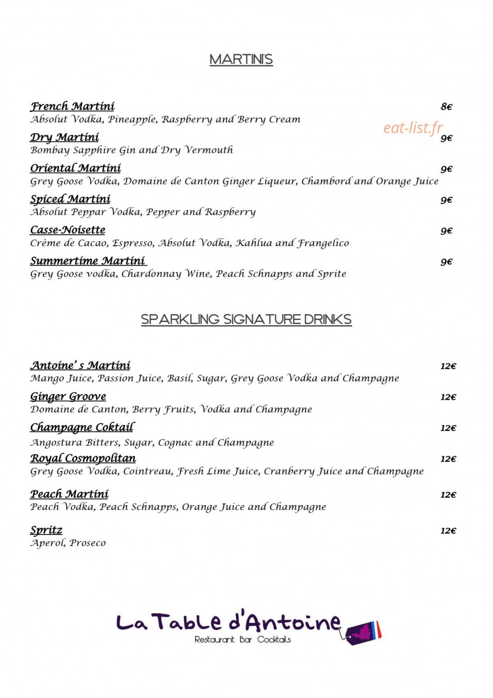 La table d'Antoine — carte page 3