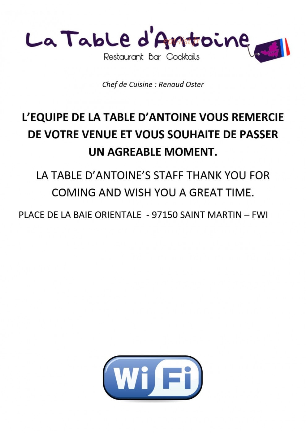 La table d'Antoine — carte page 12