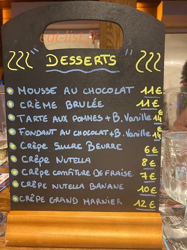 Carte et menu de Le Bistro de la Mer à Saint Martin — Les desserts