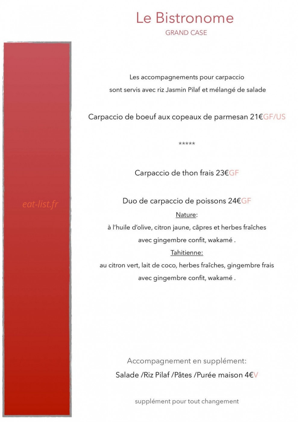 Le bistronome — carte page 3