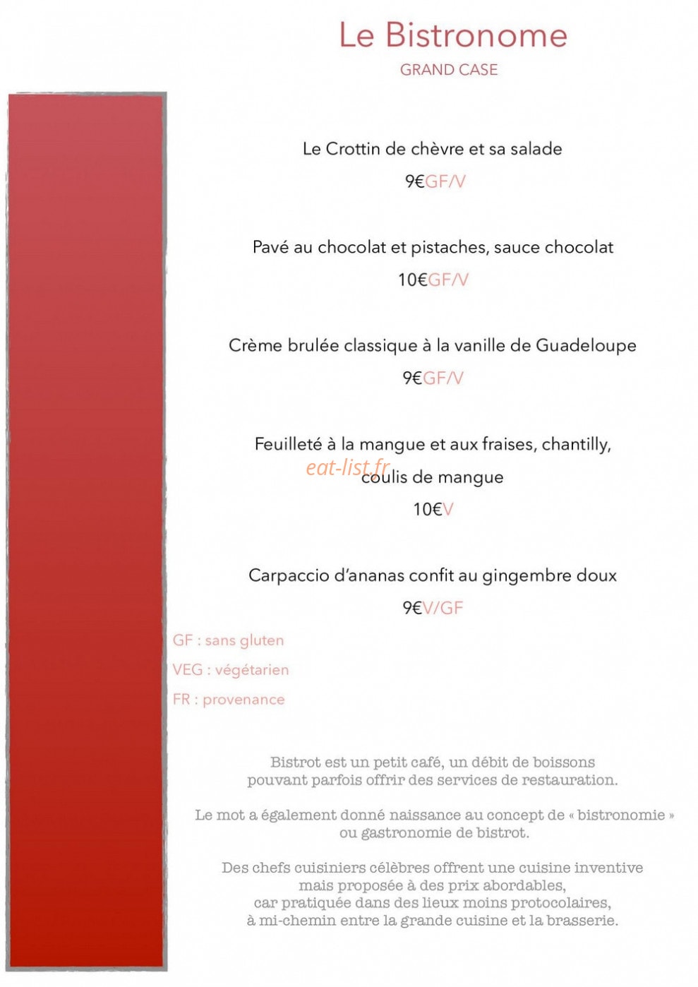 Le bistronome — carte page 6