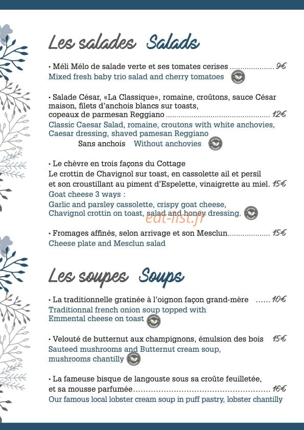 Le Cottage — carte page 3